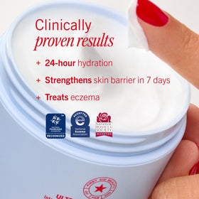 First Aid Beauty applied to face in morning routine for lightweight, lasting moisture