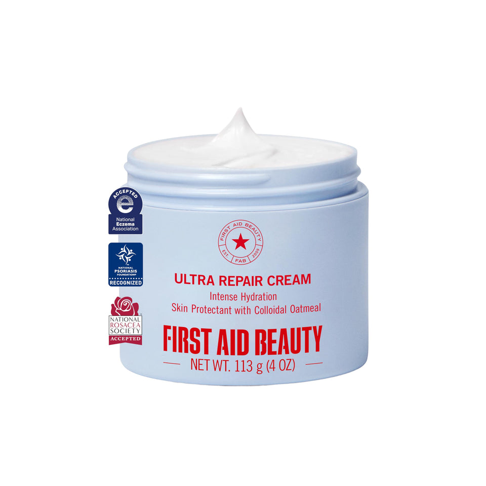 first aid beauty jar front view showing clean label and product benefits
