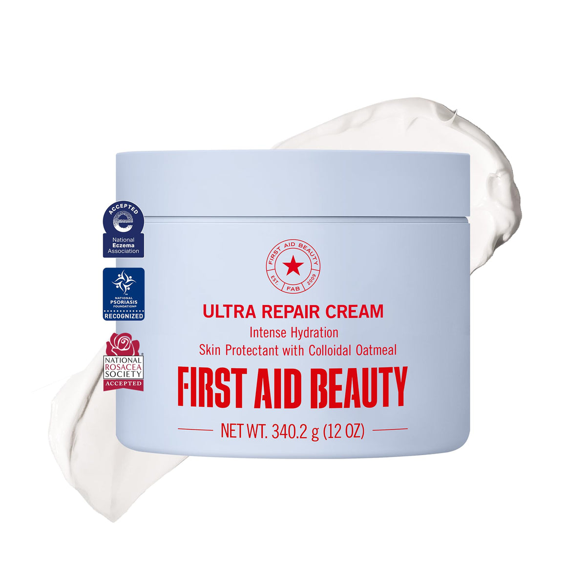 First Aid Beauty jar front view showing product and soothing hydration