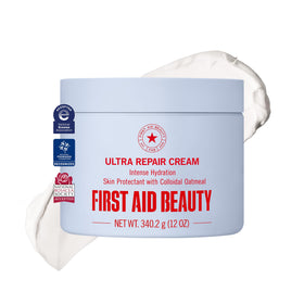 First Aid Beauty jar front view showing product and soothing hydration