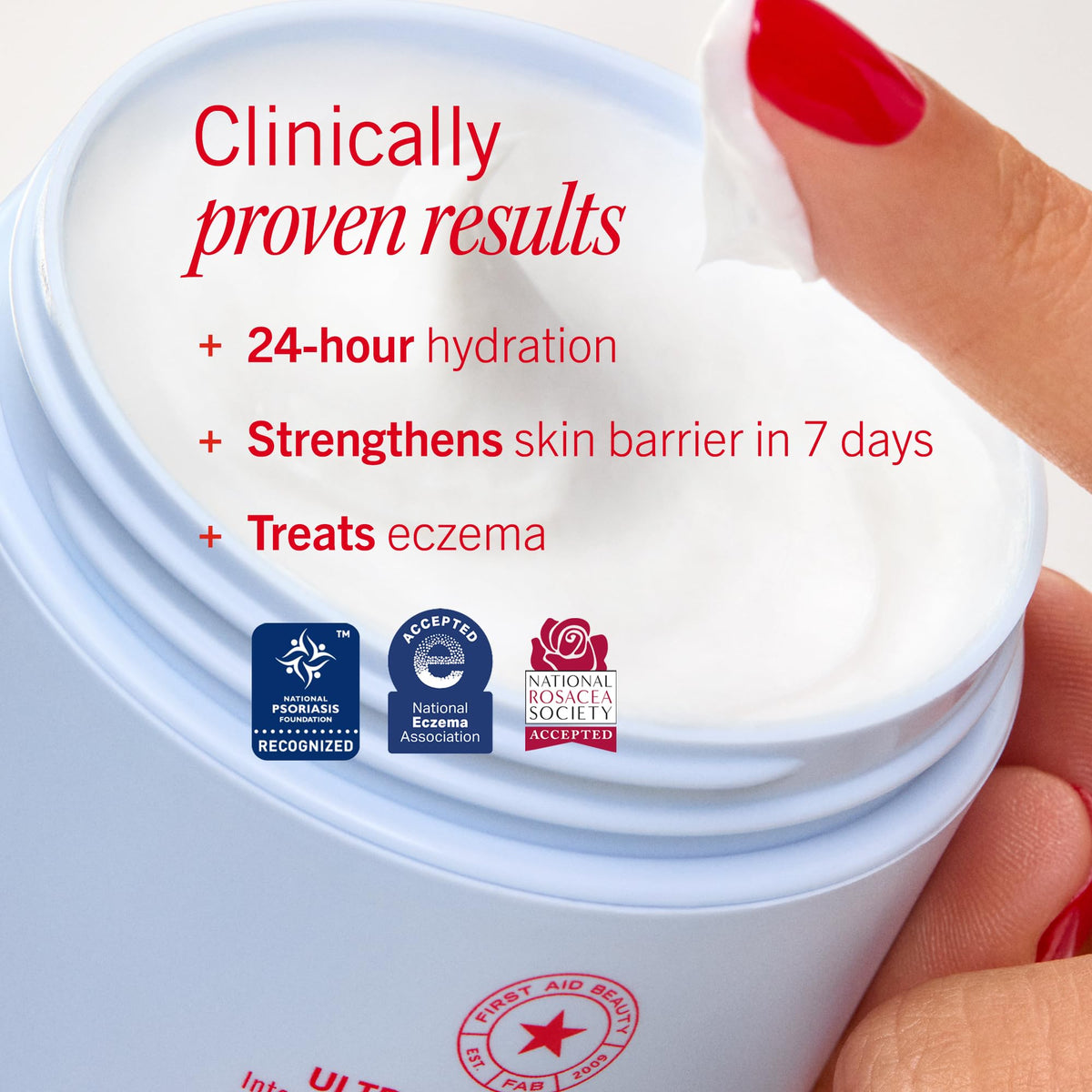 First Aid Beauty ingredient label highlighting colloidal oatmeal and ceramides