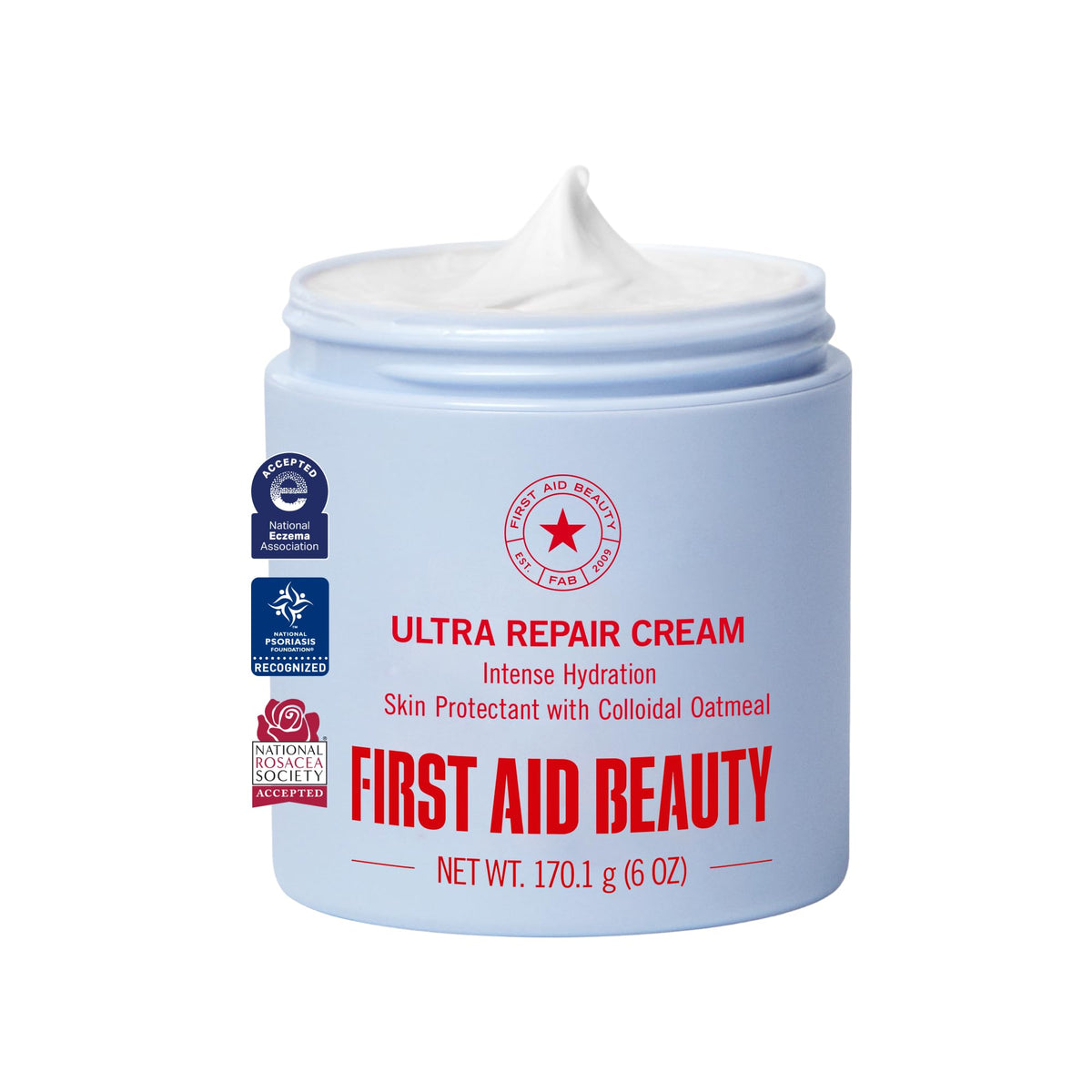 First Aid Beauty front jar view showing product and size benefit