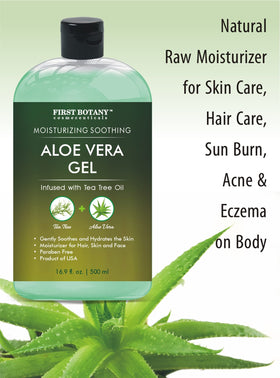 First Botany aloe gel open lid revealing clear gel ready to use