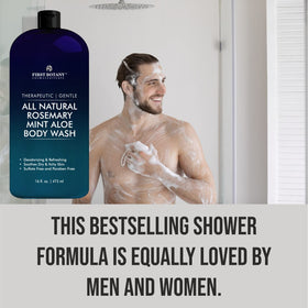 First Botany body wash in use on wet skin demonstrating cleansing action