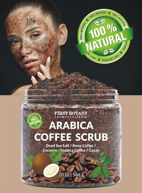 First Botany coffee scrub texture close-up highlighting exfoliant grit