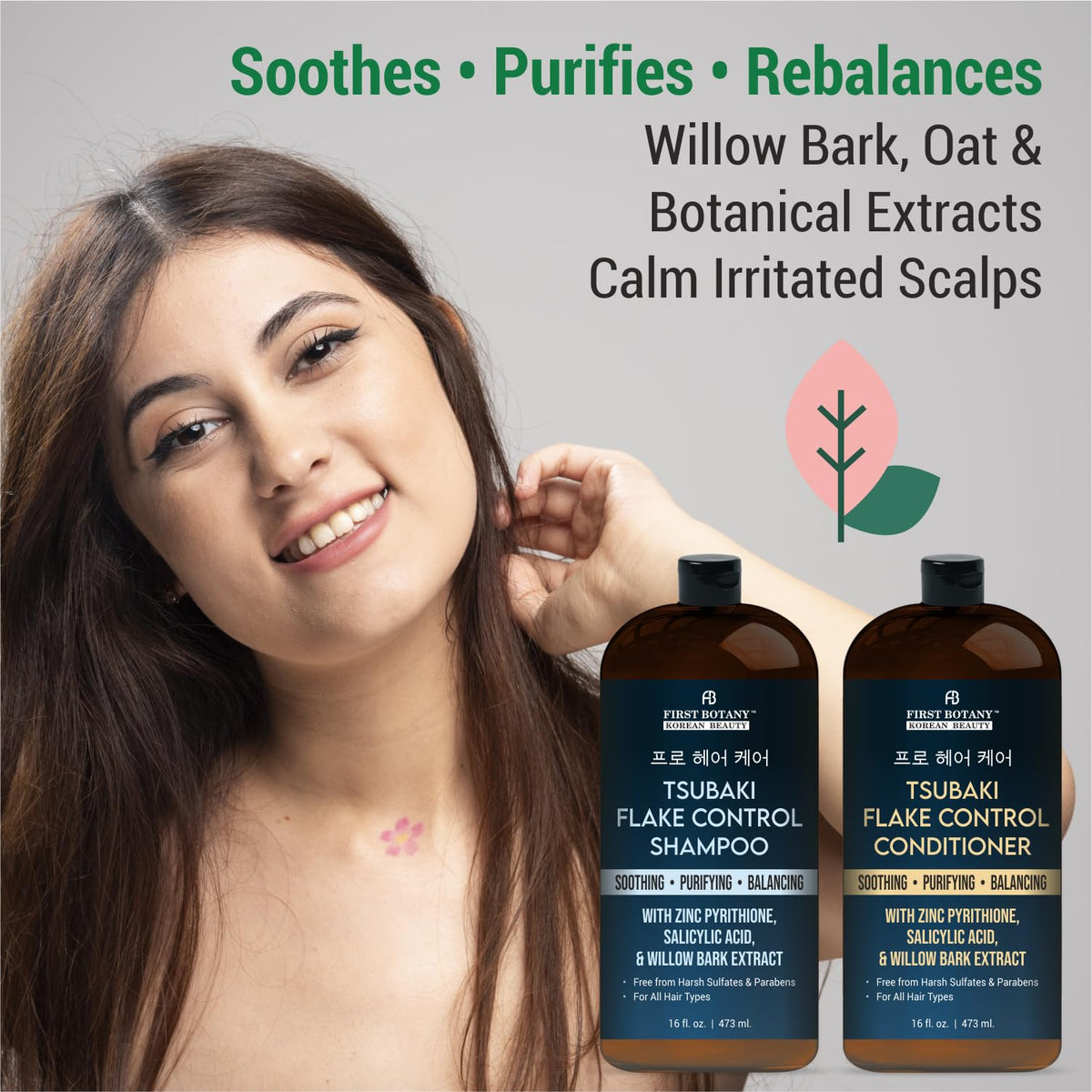 First Botany conditioner creamy texture on hand, hydrates and smooths hair strands