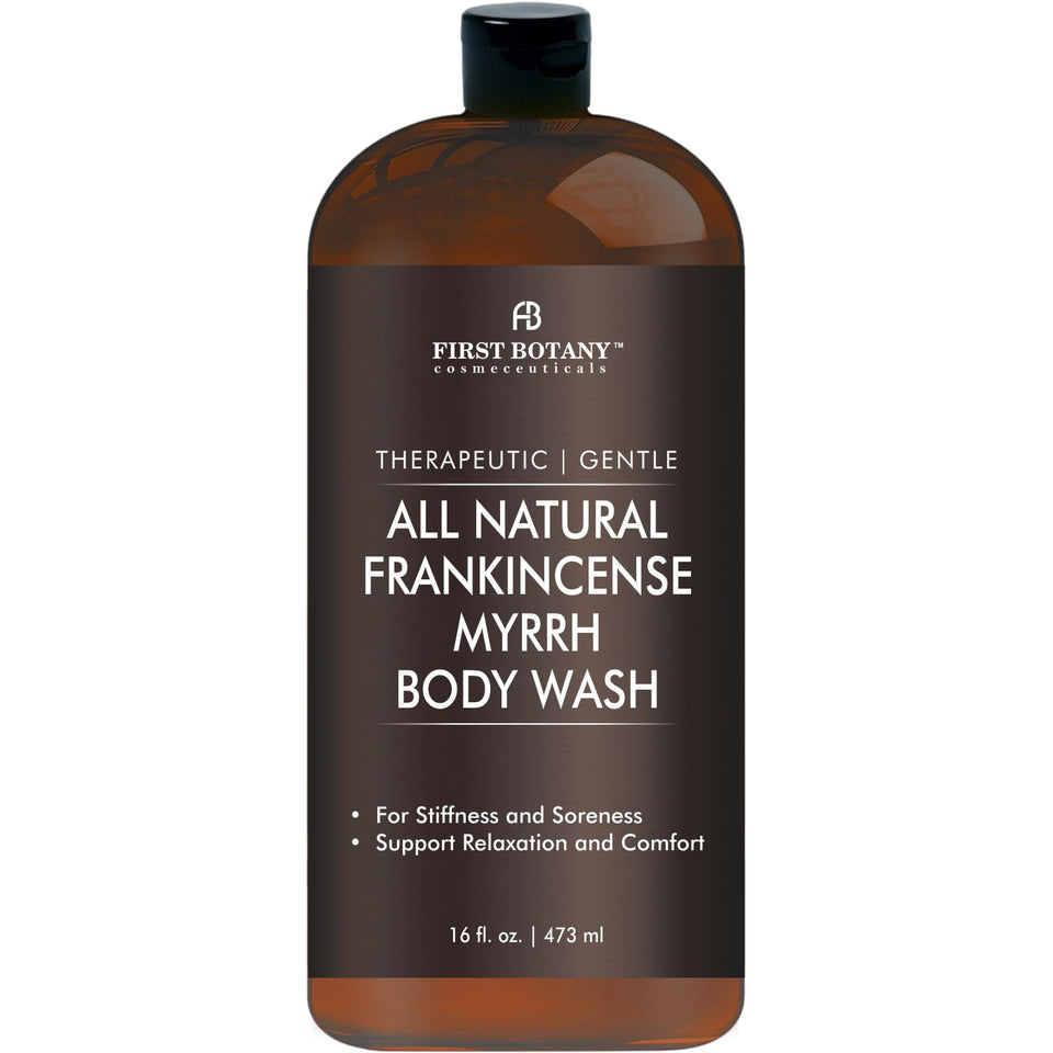 First Botany front packaging showing frankincense myrrh scent and benefits