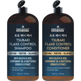 First Botany front packaging showing both shampoo and conditioner, promotes balanced scalp care