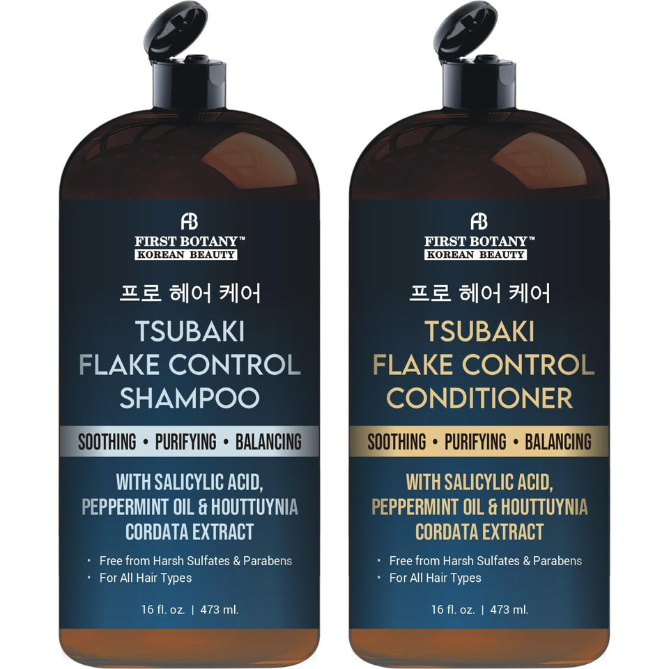 First Botany front packaging showing both shampoo and conditioner, promotes balanced scalp care