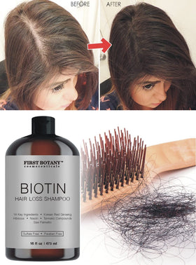 First Botany label close-up highlighting DHT blockers and ingredient list