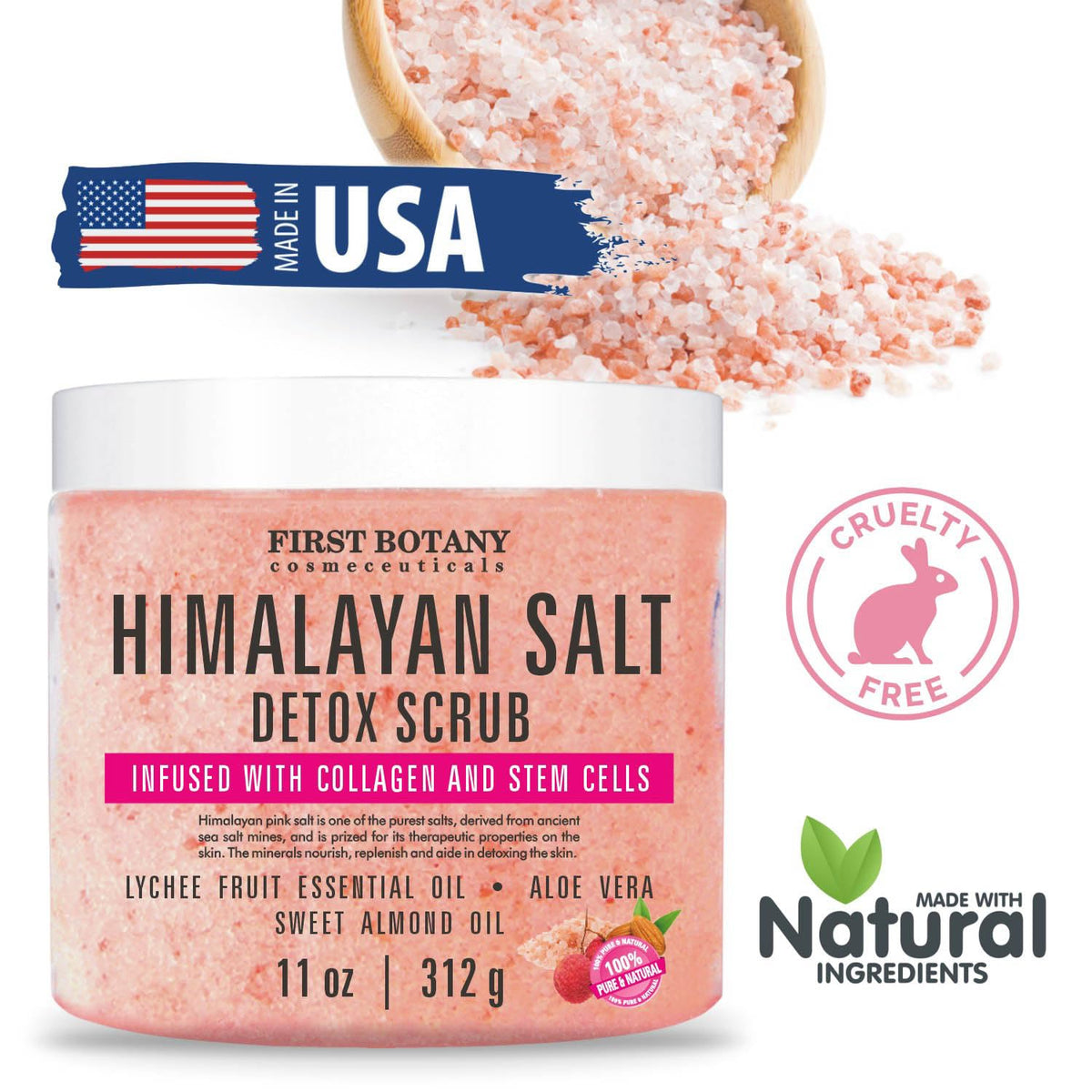First Botany close-up of Himalayan salt texture revealing mineral-rich crystals