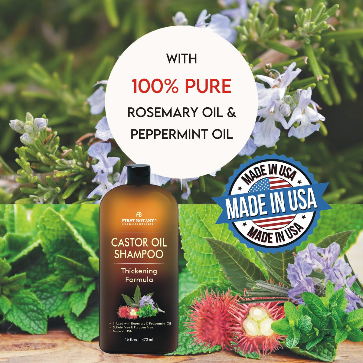 First Botany shampoo lather demonstrating gentle foam and moisturizing action