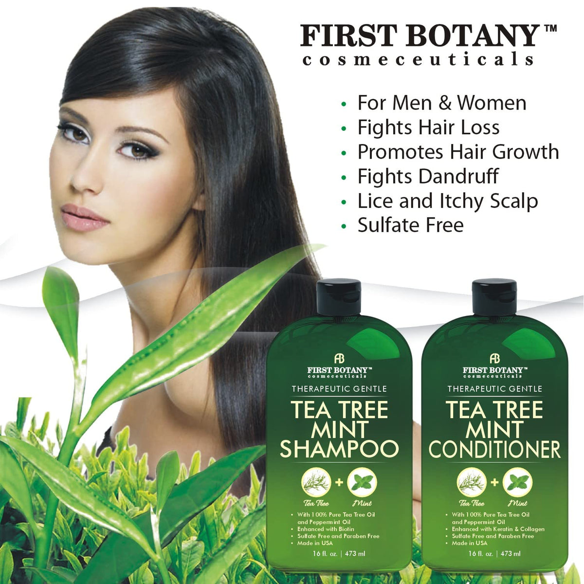 First Botany shampoo pour texture highlighting clear, foamy lather for gentle cleansing