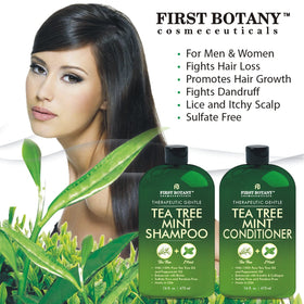 First Botany shampoo pour texture highlighting clear, foamy lather for gentle cleansing