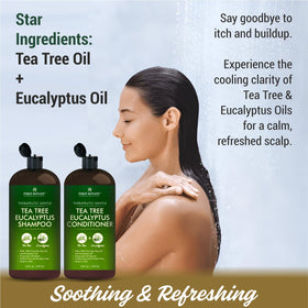 First Botany tea tree and eucalyptus leaves with charcoal, highlights clarifying botanicals