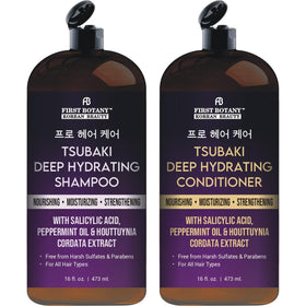 First Botany front packaging showing shampoo and conditioner for hydrated hair