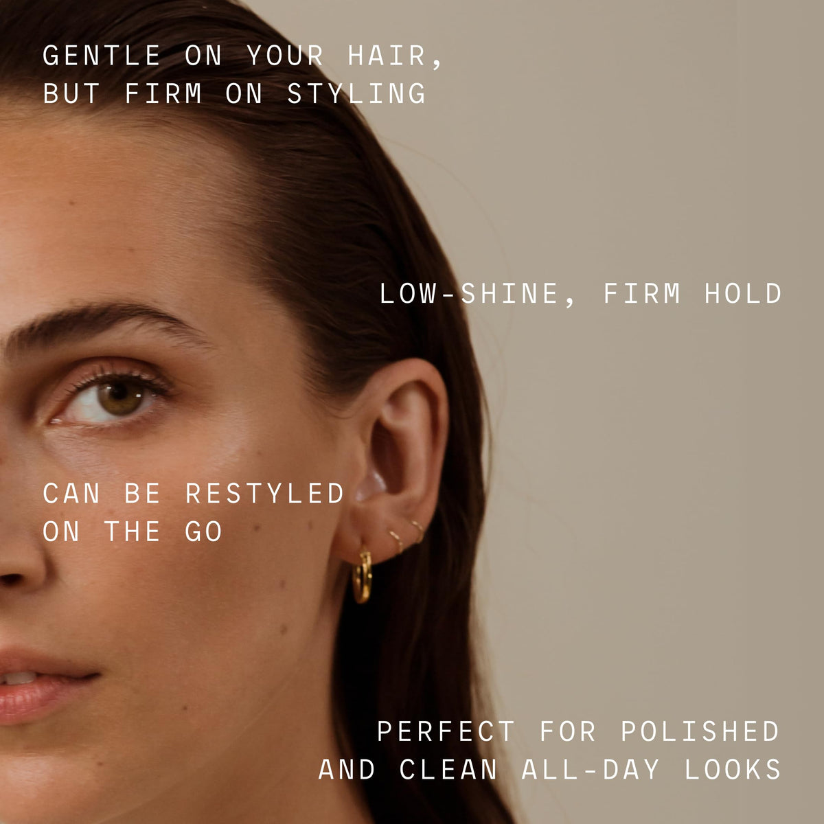 Firsthand pomade applied to damp hair demonstrating smooth, controllable styling