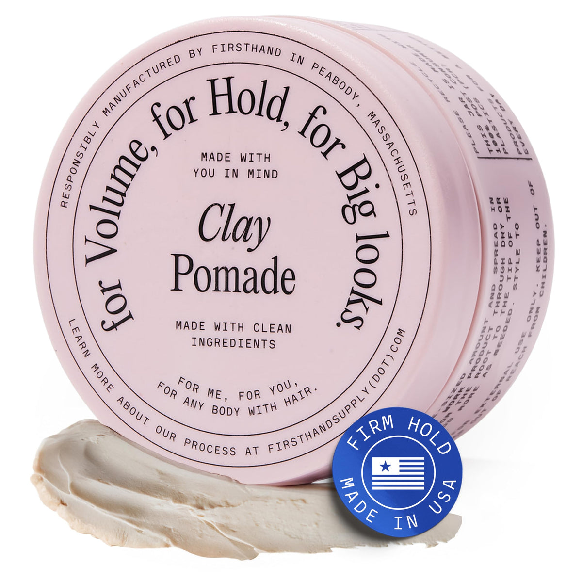 Firsthand jar front view showing brand and matte clay styling benefit