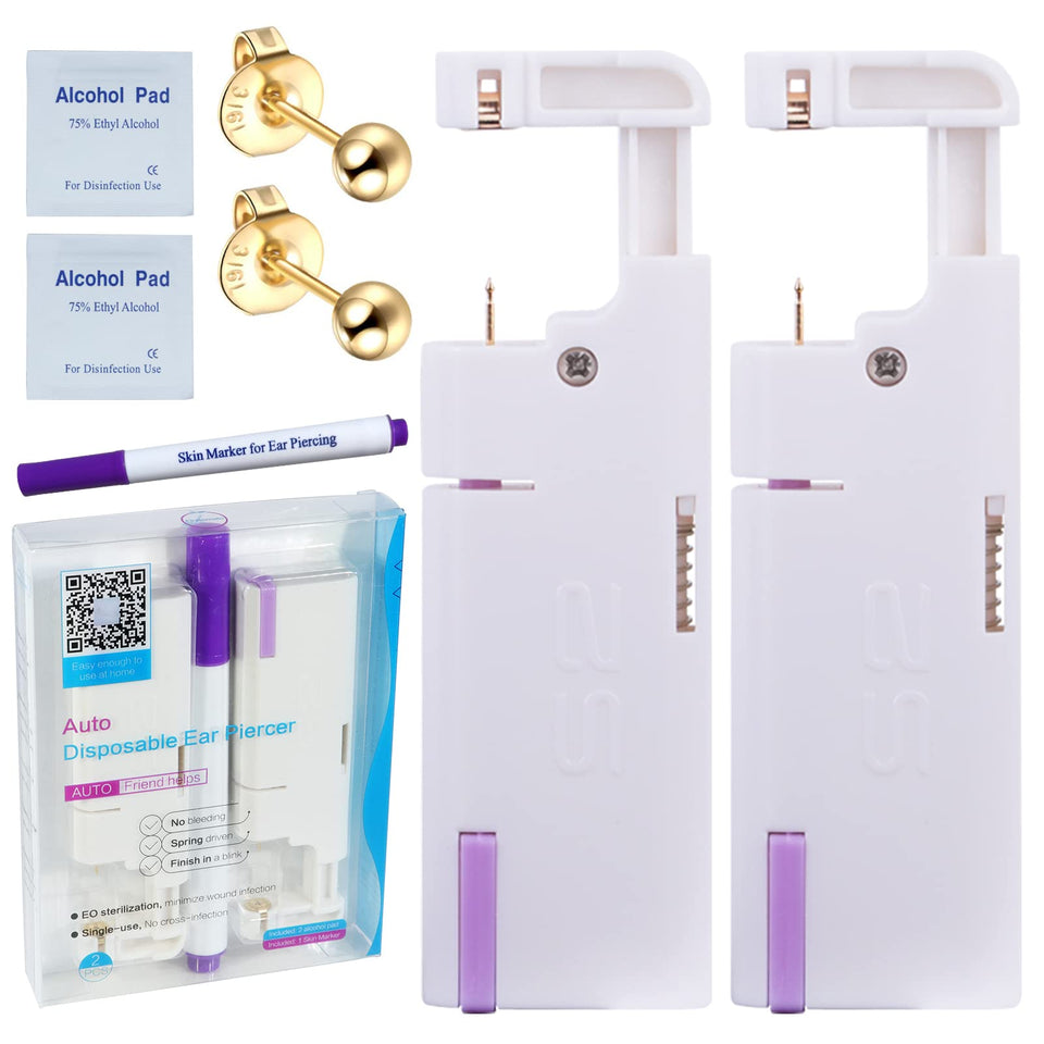 Firstomato front packaging showing two sterile piercing units and accessories benefits fast setup