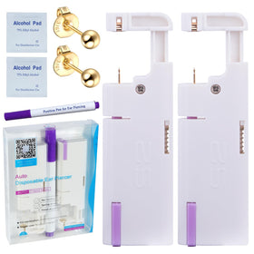 Firstomato lifestyle home setting of kit on table showing comfortable, private ear piercing option