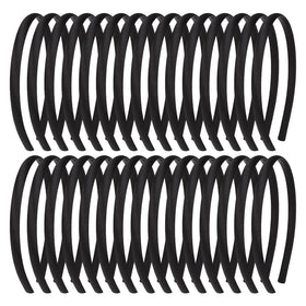 Fishdown front view of 30-piece black headbands highlighting quantity and slim style