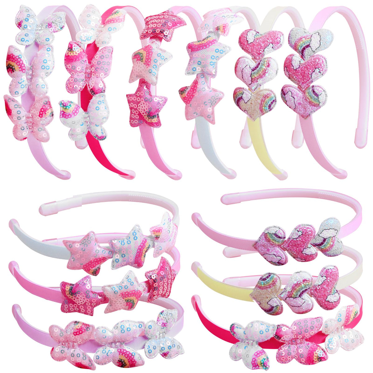 Fishdown assortment showing heart butterfly star patterns for outfit coordination