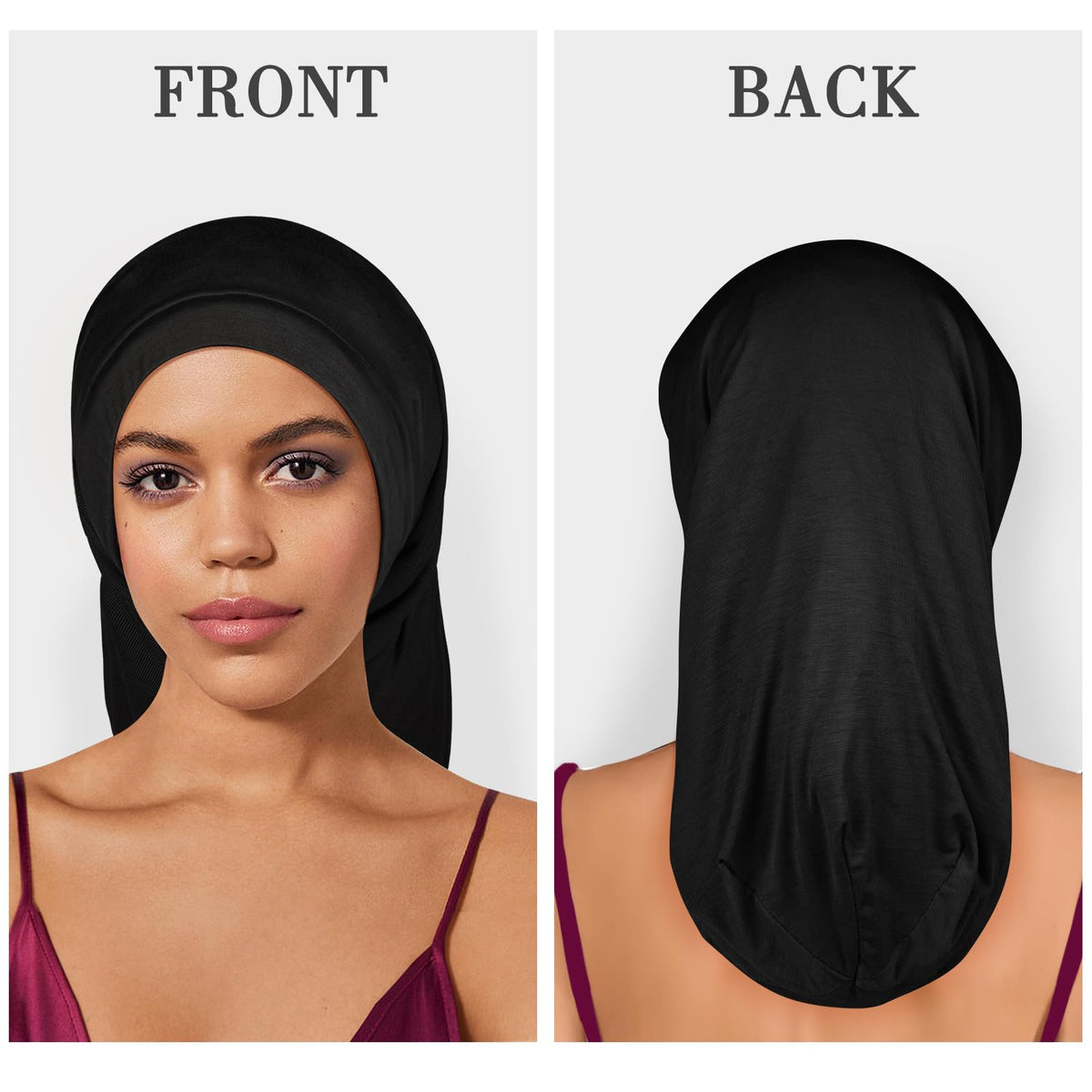 Fittia bonnet holding long dreadlocks fully wrapped for overnight protection