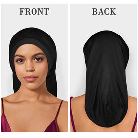 Fittia bonnet holding long dreadlocks fully wrapped for overnight protection