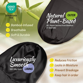 Fittia satin lining closeup highlighting silky texture for frizz control