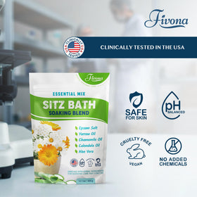 FIVONA sitz basin in use demonstrating comfortable targeted perineal soak