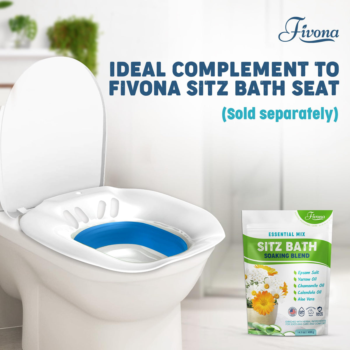 FIVONA postpartum bathroom scene illustrating soothing at-home recovery soak