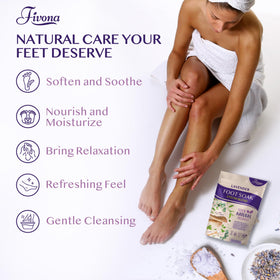 FIVONA feet soaking in a basin demonstrating relaxation and relief