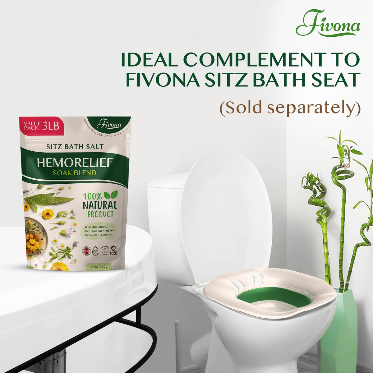 FIVONA ingredients display with witch hazel and aloe for mild cleansing and comfort