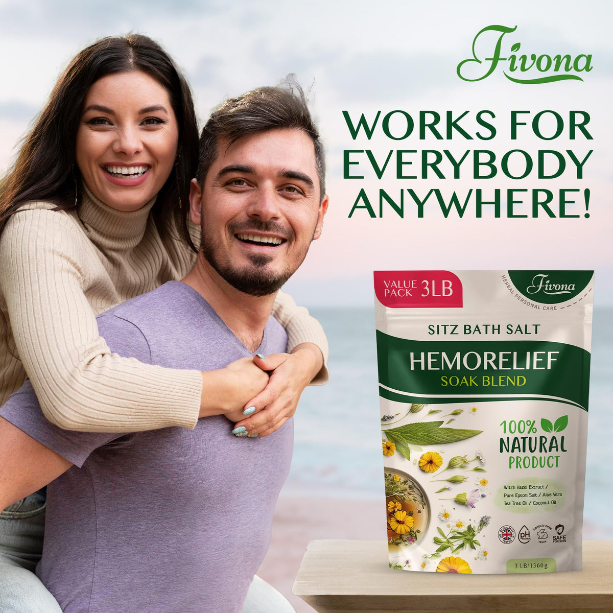 FIVONA label close-up highlighting natural ingredient list and clear usage benefit