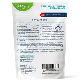FIVONA open pouch with measuring spoon demonstrating dosing per soak