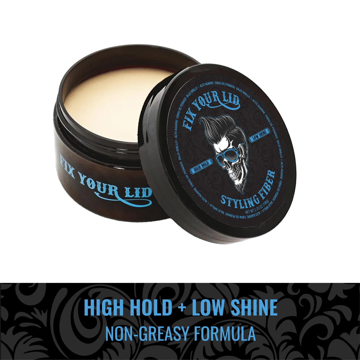 Fix Your Lid applied in hands demonstrating easy-to-warm non-greasy formula