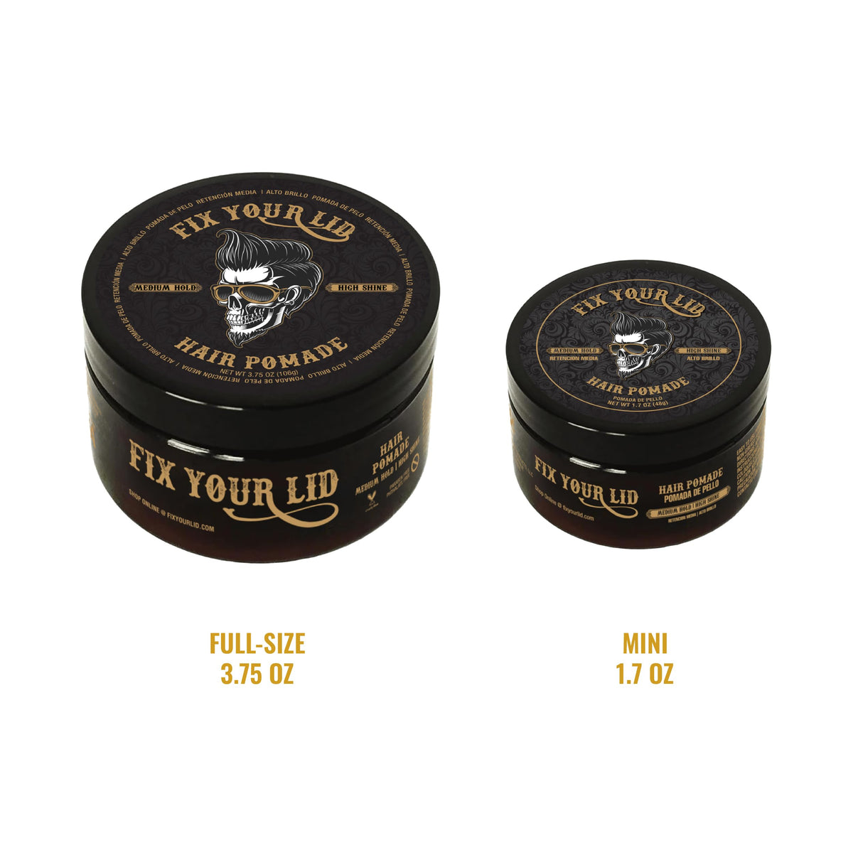 Fix Your Lid styled slick-back on model highlighting high-shine finish benefit