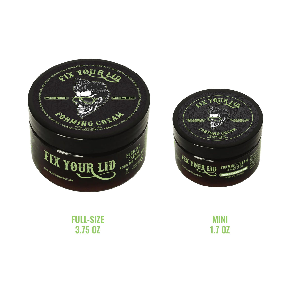 Fix Your Lid travel size and full size scale comparison for convenience and portability