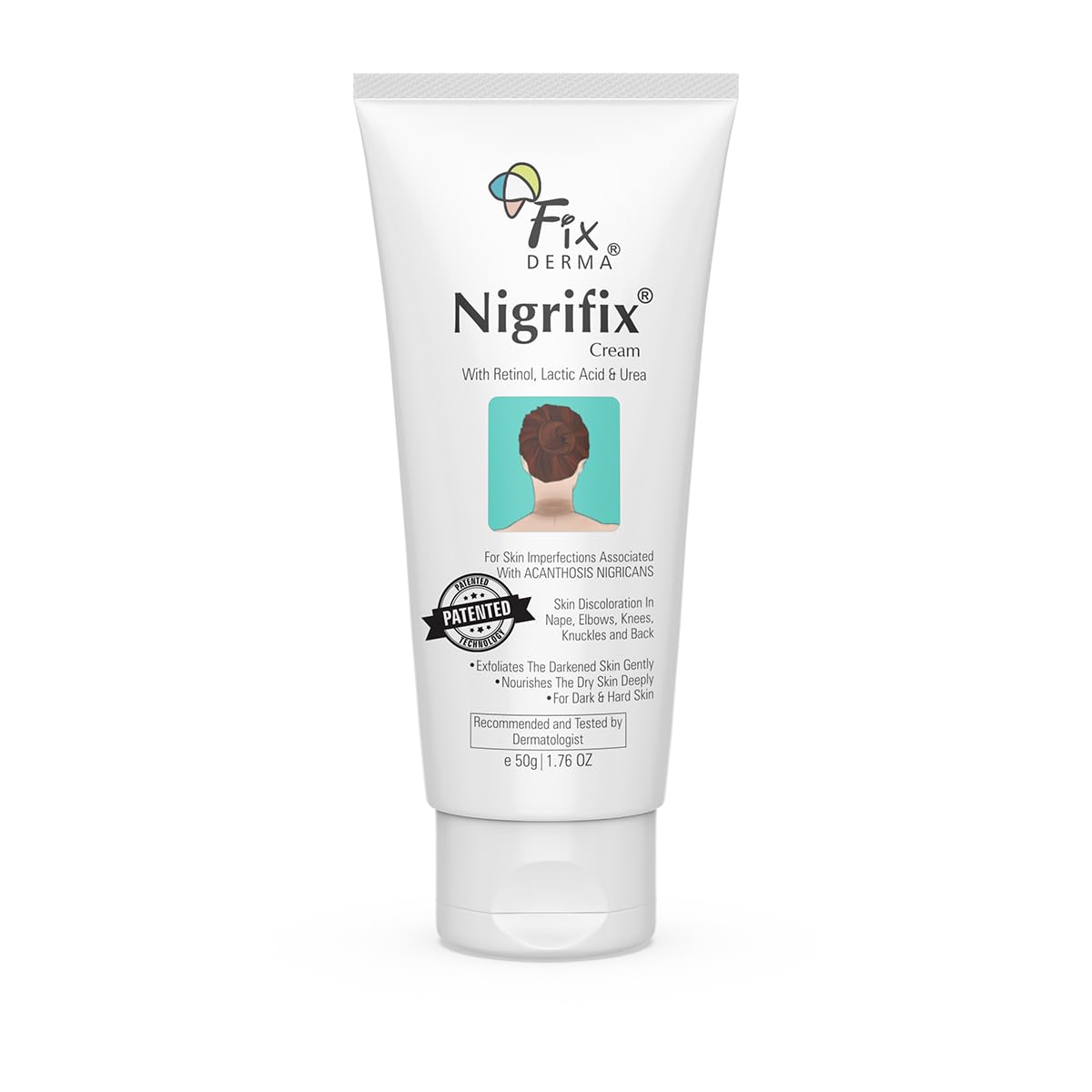 Tea tree and almond imagery with FIXDERMA indicating soothing and moisturizing benefits