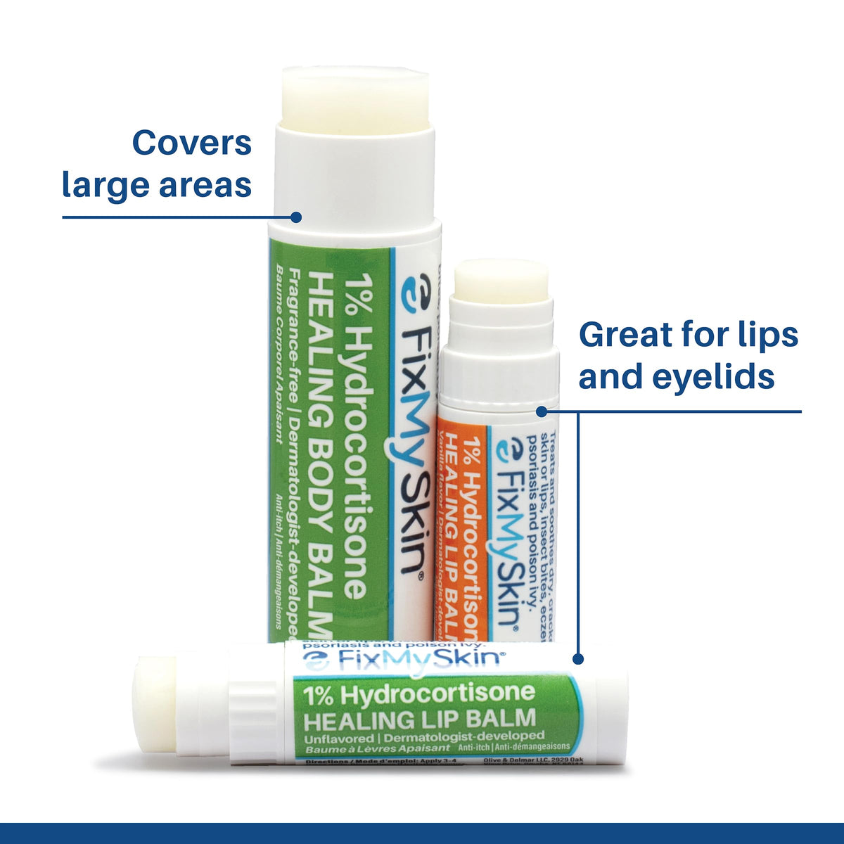 FixMySkin ingredient label close-up showing active 1% hydrocortisone information