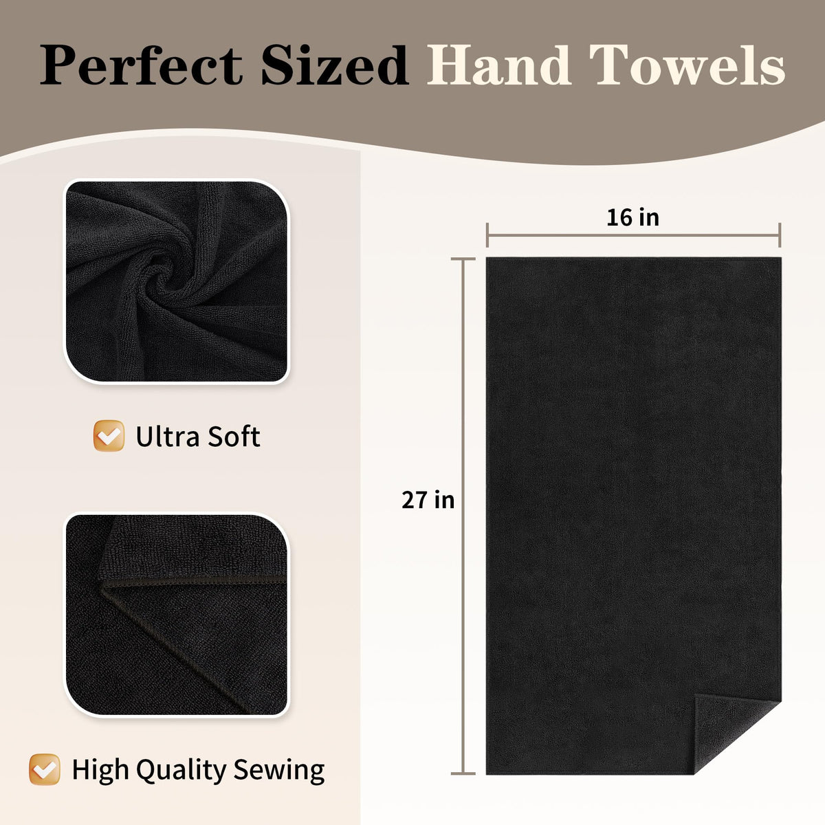 FIXSMITH neatly folded stack of black towels demonstrating bulk supply benefit