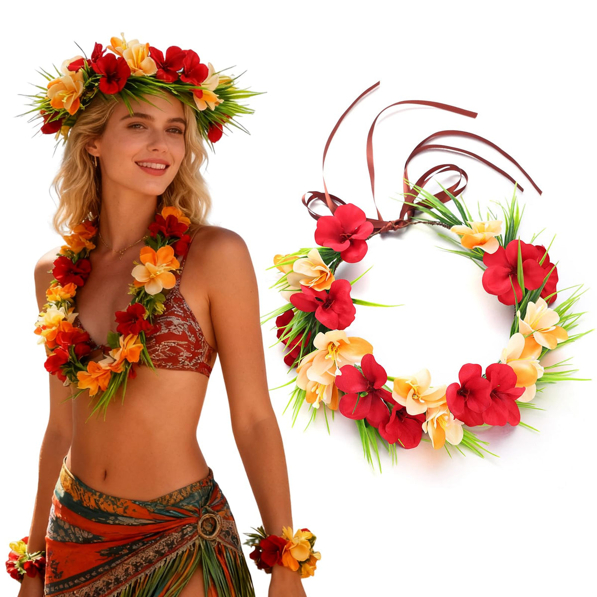 Flagogoo front view of floral headband showing vibrant colors and comfortable fit