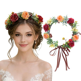 Flagogoo front view of rose crown shows romantic look and wearable comfort