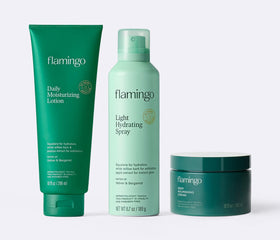 flamingo ingredients visual with squalane and willow bark for skin renewal