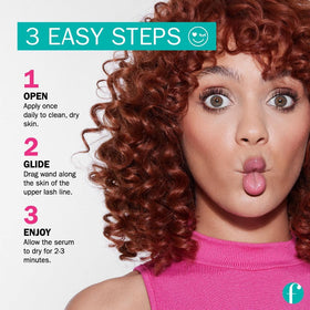 FLASHSERUM applicator brush close-up, precise tip for accurate thin-line application benefit