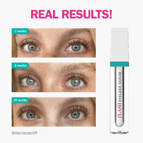 FLASHSERUM label close-up with ingredient list, transparent formulation info benefit