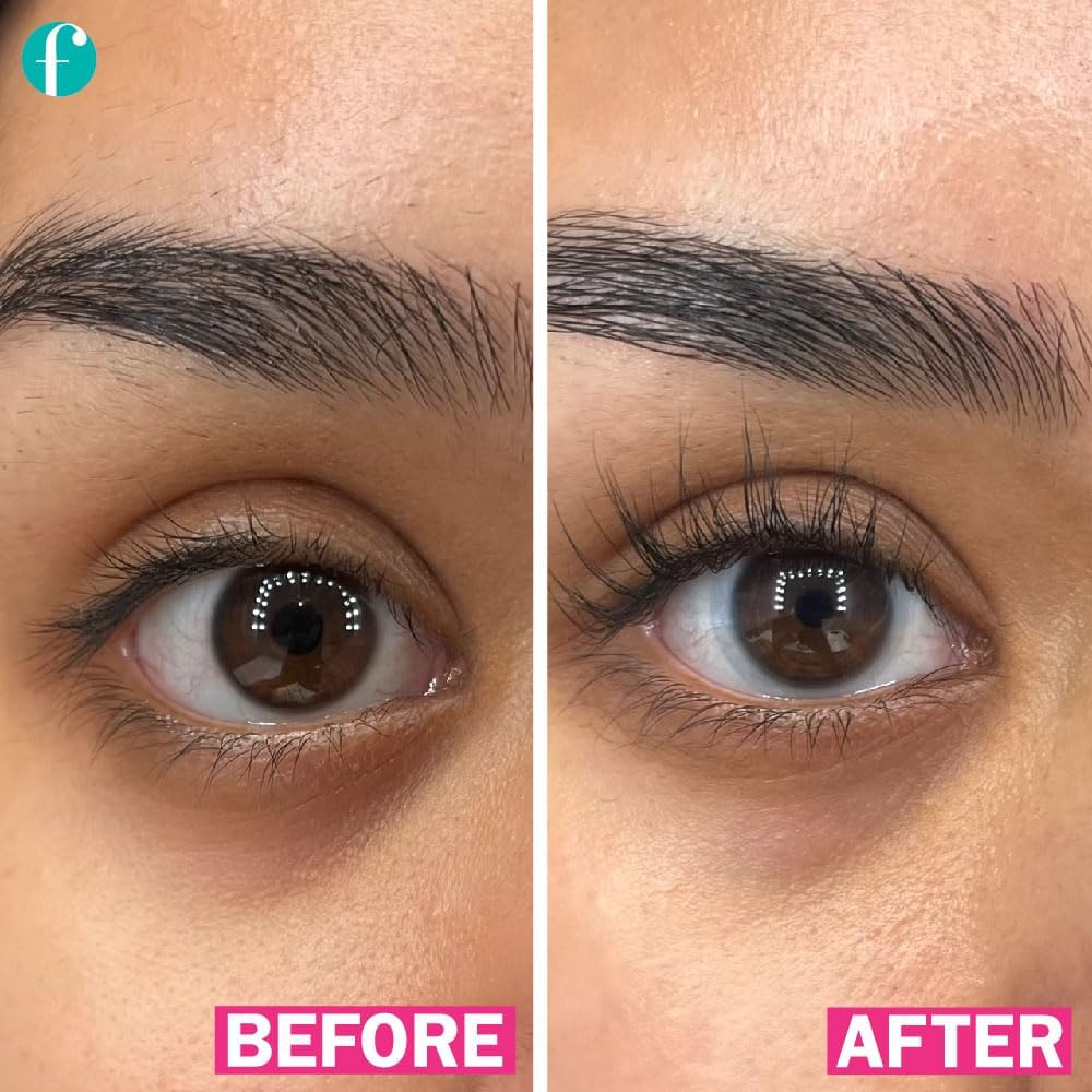 FLASHSERUM applied along upper lash line, demonstrates correct application to improve lashes benefit