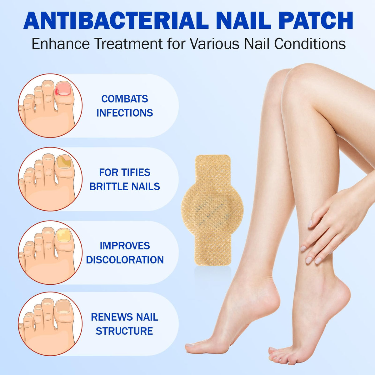 flasture patch applied to a toenail overnight showing comfortable wear