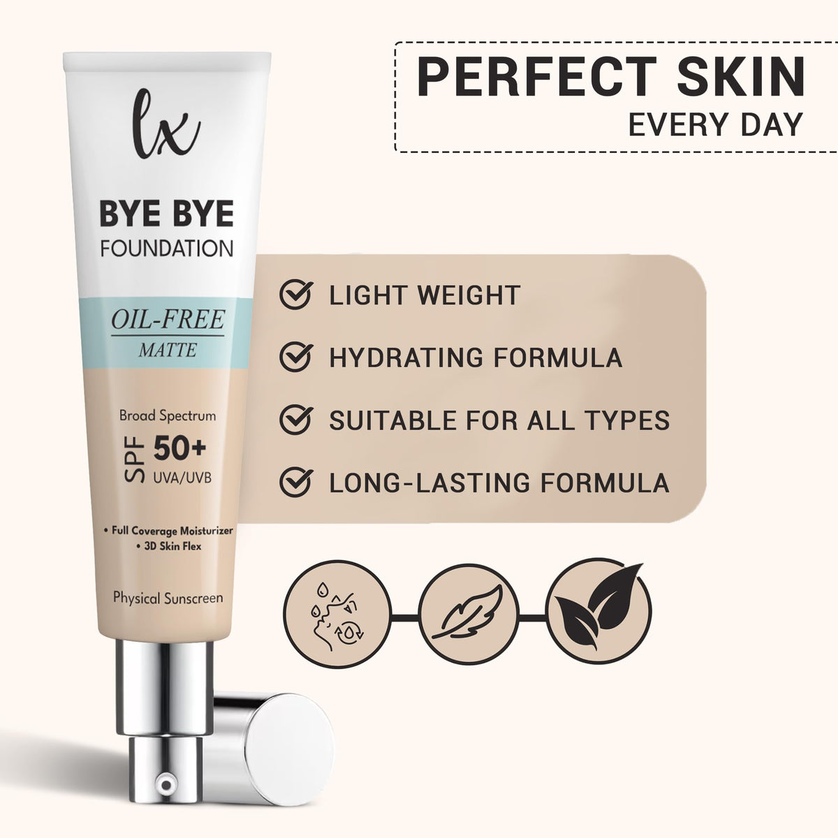 Flawless Radiance split-face before and after showing concealing effect and smoother look benefit