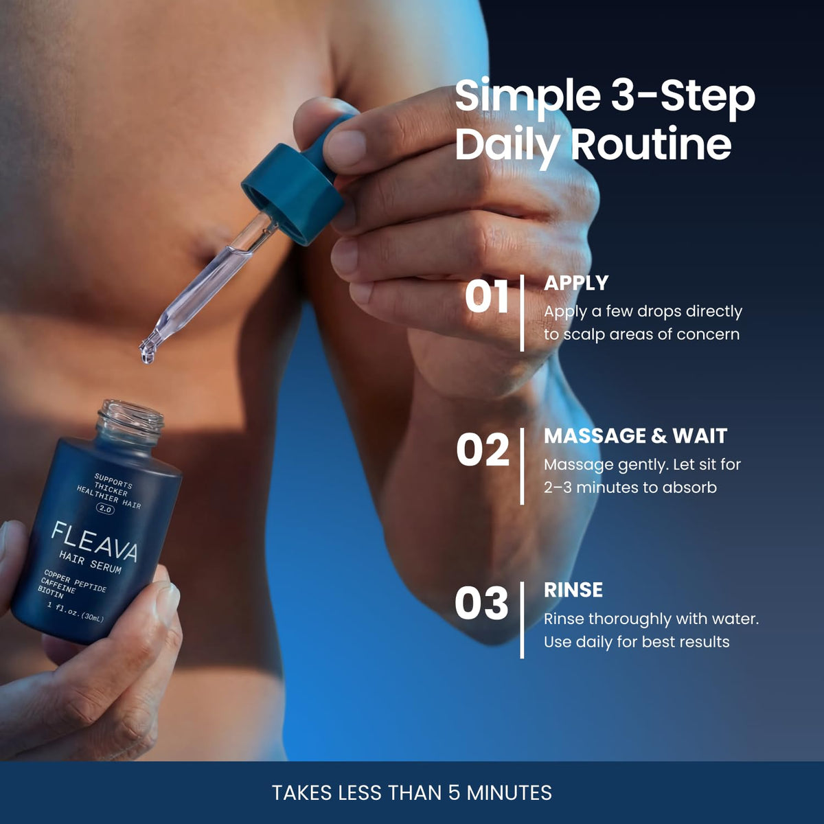 Fleava size comparison in hand, 30ml travel-friendly bottle for daily use